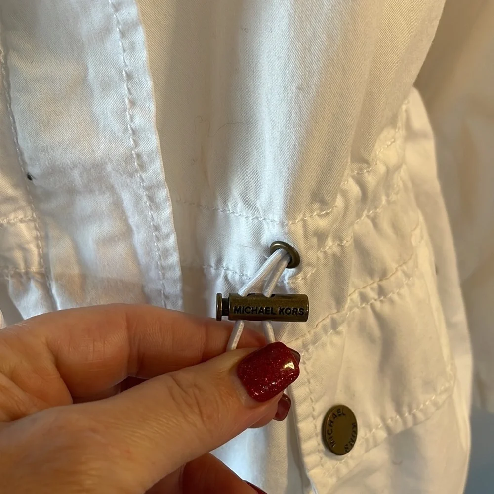 Michael Kors woman’s spring summer white 100% cotton jacket lightweight hood XS